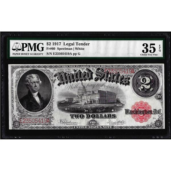 1917 $2 Legal Tender Note Fr.60 PMG Choice Very Fine 35EPQ