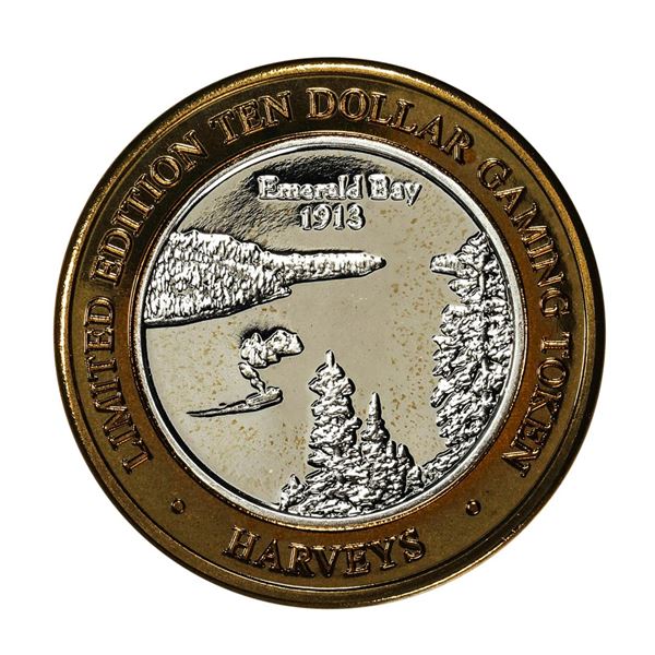 .999 Fine Silver Harvey's Resort Lake Tahoe, Nevada $10 Limited Edition Gaming Token