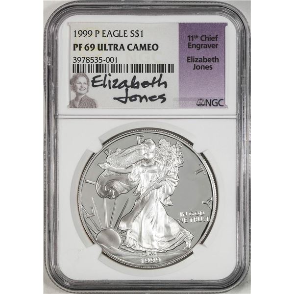 1999-P $1 Proof American Silver Eagle Coin NGC PF69 Ultra Cameo E. Jones Signature