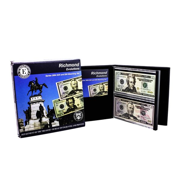 Evolutions Series 2004 $20 & $50 Federal Reserve Note Richmond Matching Serial Numbers