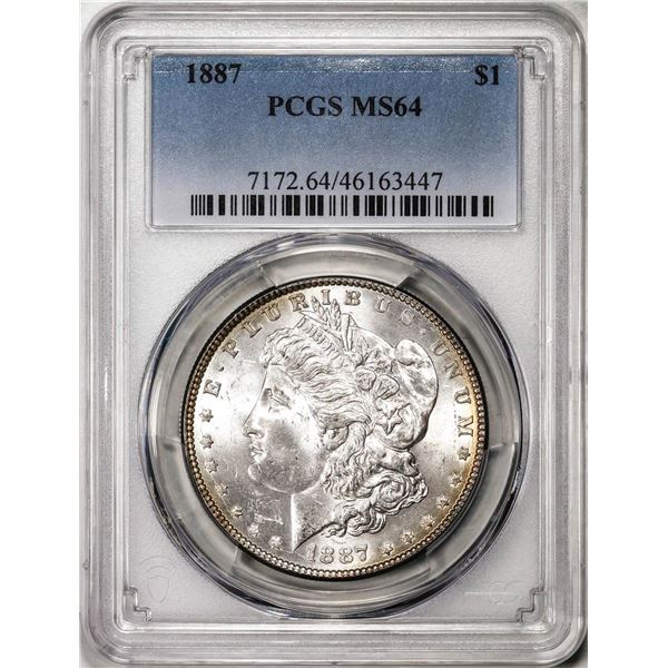 1887 $1 Morgan Silver Dollar Coin PCGS MS64
