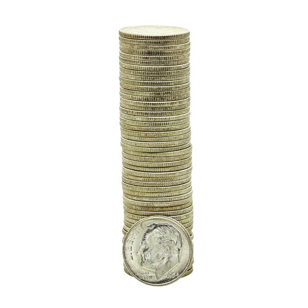 Roll of (50) Brilliant Uncirculated 1954-D Roosevelt Dimes