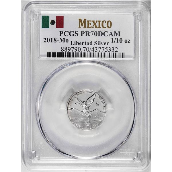 2018-Mo Mexico Proof 1/10 oz Silver Libertad Coin PCGS PR70DCAM