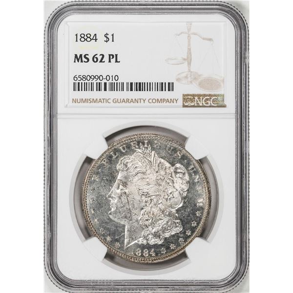 1884 $1 Morgan Silver Dollar Coin NGC MS62PL