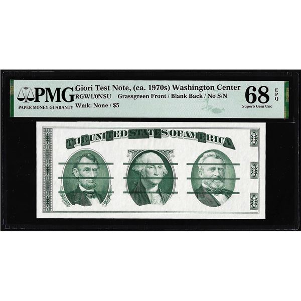 Circa 1970's Washington Center Giori Test Note PMG Superb Gem Uncirculated 68EPQ