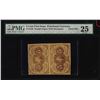 Image 1 : Uncut Pair of 1862 First Issue 5 Cent Fractional Currency Notes PMG Very Fine 25