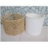 Image 2 : Ceiling Lamp w/ White Shade & Woven Outer-Shade 19" Dia, 13"H