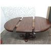 Image 2 : Wooden Oval / Round Table w/ Leaf Insert & Pedestal Base 65" x 45" x 31"H