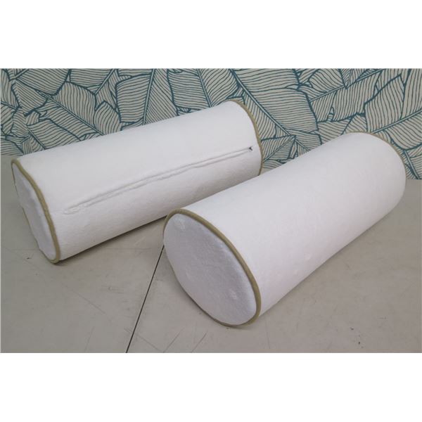 Qty 2 New Cylinder Bolster Pillows w/ Removable Cases 9" Dia, 21"H