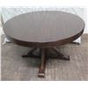 Image 1 : Wooden Round Table, Dark Wood 48" Dia, 31"H (Extension Leaf Not Included)