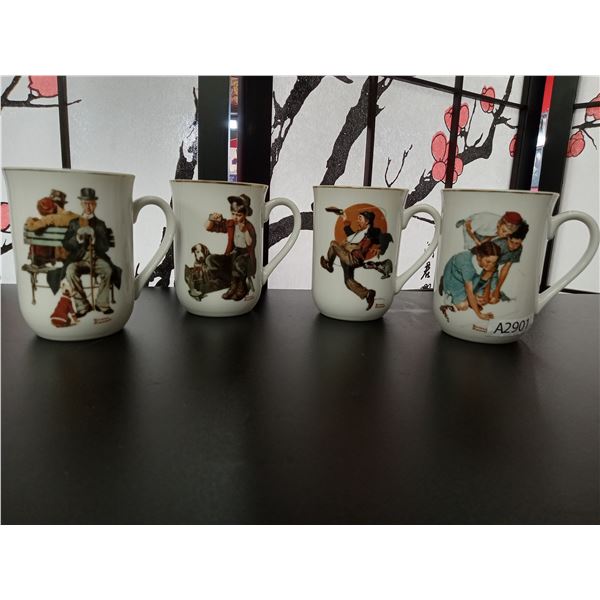 Norman Rockwell Mugs (x4) (A2901)