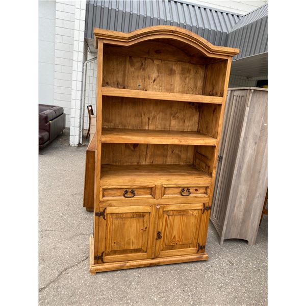 Pine shelf 39 1/4 inches wide 16.5 deep 75.5 inches tall