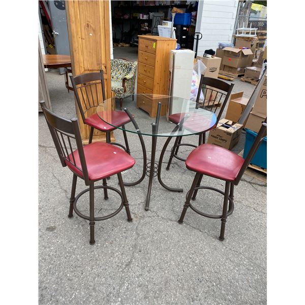 Table and 4 swivel stools 42" round