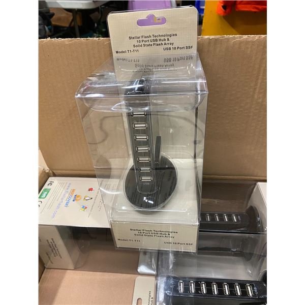 stellar Flash technologies 10 Port hub case of 10 new