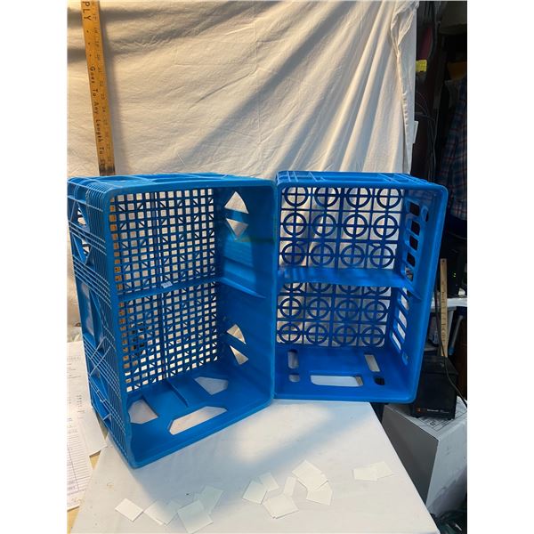 2 blue crates