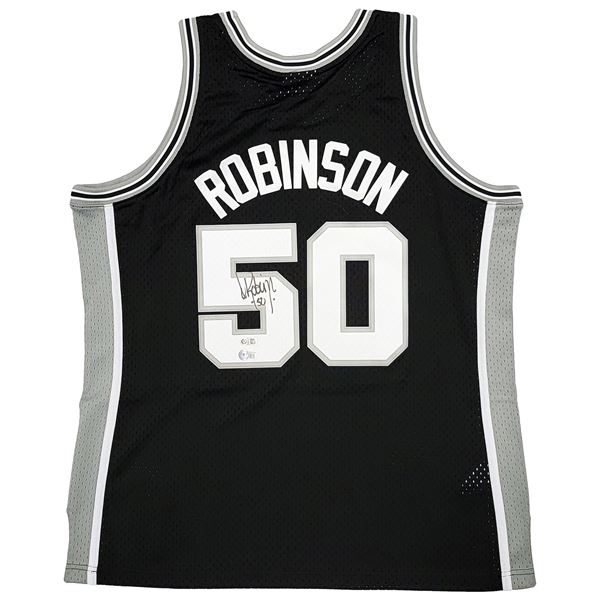 DAVID ROBINSON SIGNED SAN ANTONIO SPURS MITCHELL AND NESS SWINGMAN JERSEY (BECKETT COA)