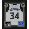 Image 1 : GIANNIS ANTETOKOUNMPO SIGNED AND CUSTOM FRAMED BUCS JERSEY (BECKETT COA)