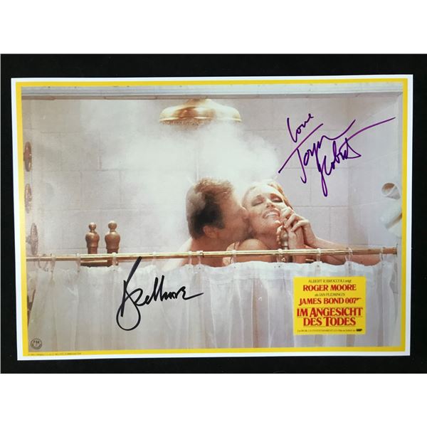 ROGER MOORE AND TANYA ROBERTS SIGNED JAMES BOND 8 X 10 (RA COA)