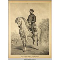 General George G. Meade On Horse 1815 - 1872 Historical Print