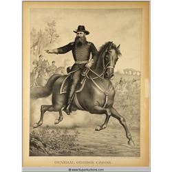 General George Crook On Horse 1828 - 1890 Historical Print