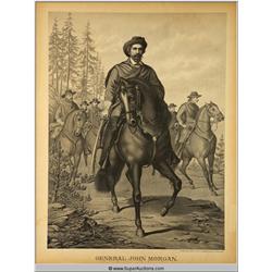 General John Morgan On Horse 1826 - 1864 Historical Print