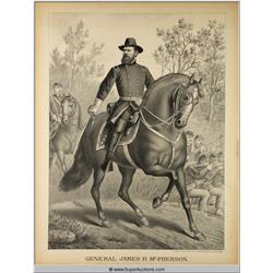 General James B. McPherson On Horse 1828 - 1864 Historical Print