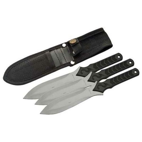 SZCO RITE EDGE 10" DRAGON THROWING KNIFE 3PC SET W/SHTH