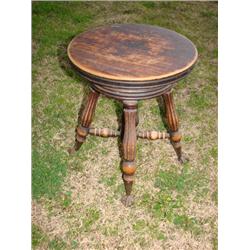 Glass Ball & Claw Foot Piano Stool