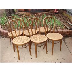 6 Bent Wood Cane Seat Chairs