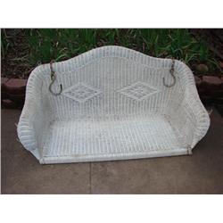 White Wicker Porch Swing