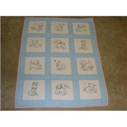 Handquilted & Embroidered Quilt (Baby)