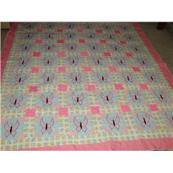 Handquilted & Embroidered Butterfly Quilt