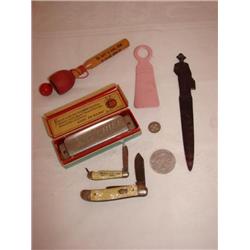 8 Items: Pocketknives, Harmonica, Fuller Misc.