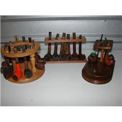 3 Pipe Stands Filled w/26 Pipes
