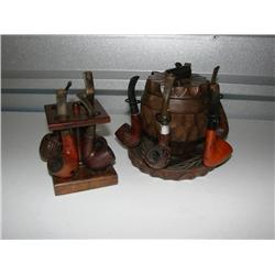 2 Wood Pipe Stands w/10 Pipes