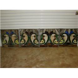 4 Panels of Leaded Stained Glass