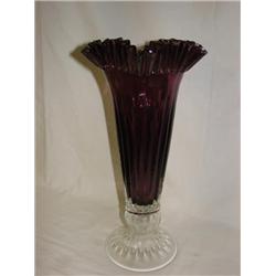 Violet Ruffled Edge Blown Glass Vase
