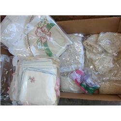 Box of Linens: Napkins, Lace, Variety!