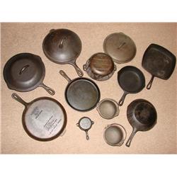 12 Pcs. Cast Iron: Griswold, Wagner, Lodge