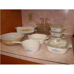 14 Items of Corning Ware, Pryex & Fire King