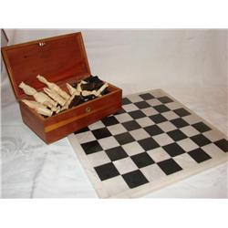 Marble Chess Board w/Chess Pieces