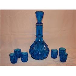 Blue Decanter & Glasses