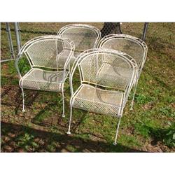 4 White Metal Patio Chairs