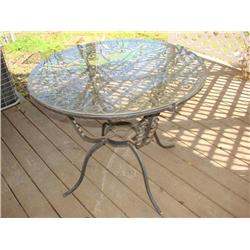 Metal Patio Table w/Glass Top