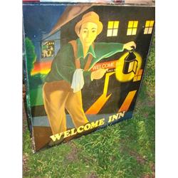  Welcome Inn  Double Sided Enamel Sign 