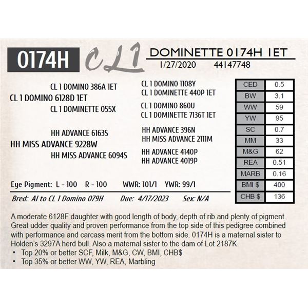 CL 1 DOMINETTE 0174H 1ET