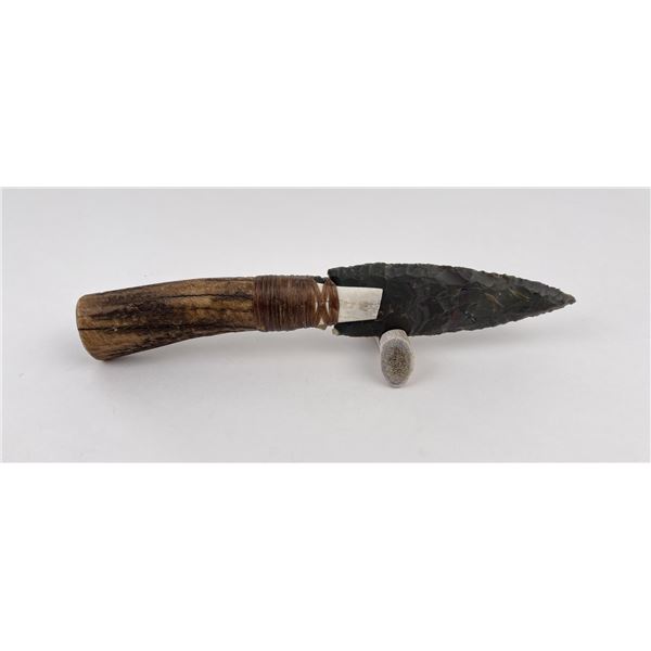 Bo Earls Handmade Flint Blade Horn Handle Knife