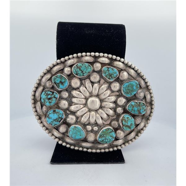 Old Pawn Navajo Sterling Turquoise Belt Buckle