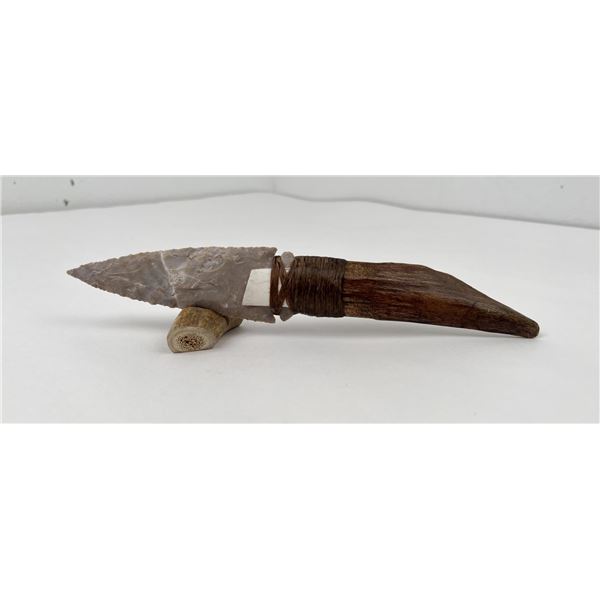 Bo Earls Handmade Flint Blade Horn Handle Knife