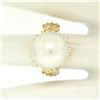 Image 8 : 18K Yellow Gold LARGE 13.3mm South Sea Pearl Ring w/ Marquise & Round Diamonds